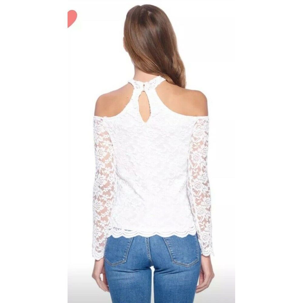 Ambiance White Lace Choker Long Sleeve Top - Picture 2 of 8